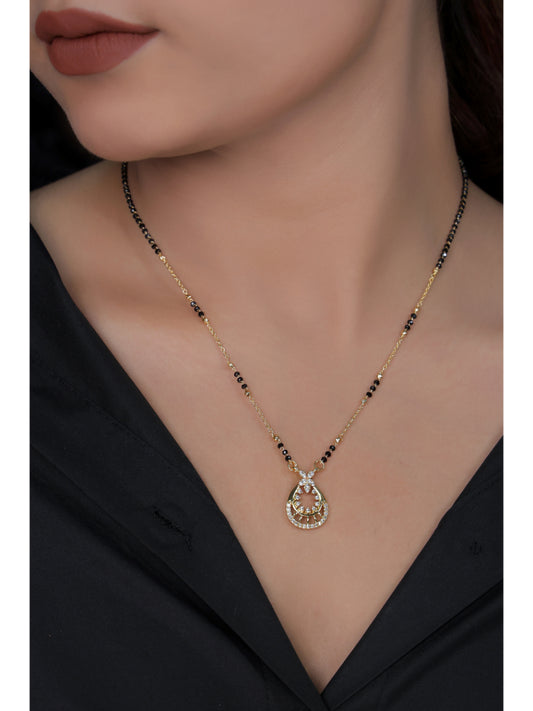 Buy 1 Get 1 Free - American Diamond Oval Shape Delicate Fancy chain Mangalsutra