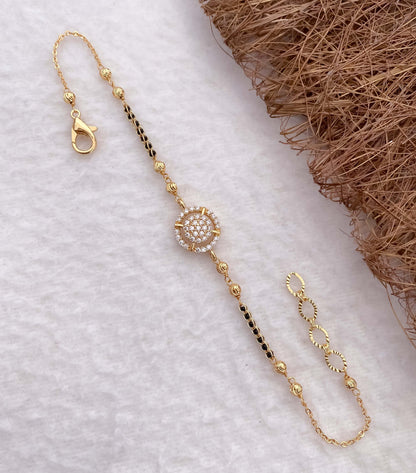 American Diamond Golden Delicate Hand Mangalsutra - Hand Mangalsutra - Belleza Jewels