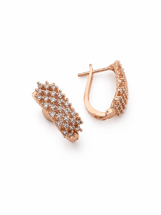 Buy 1 Get 1 Free - Cluster Glow Earrings – American Diamond Rose Gold-Plated Hoops