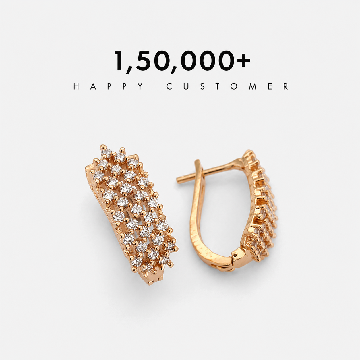 Buy 1 Get 1 Free - Cluster Glow Earrings – American Diamond Rose Gold-Plated Hoops