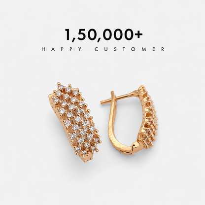 Buy 1 Get 1 Free - Cluster Glow Earrings – American Diamond Rose Gold-Plated Hoops