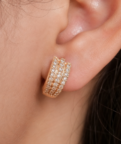 American Diamond Fancy Delicate Rose Gold Bali Earrings