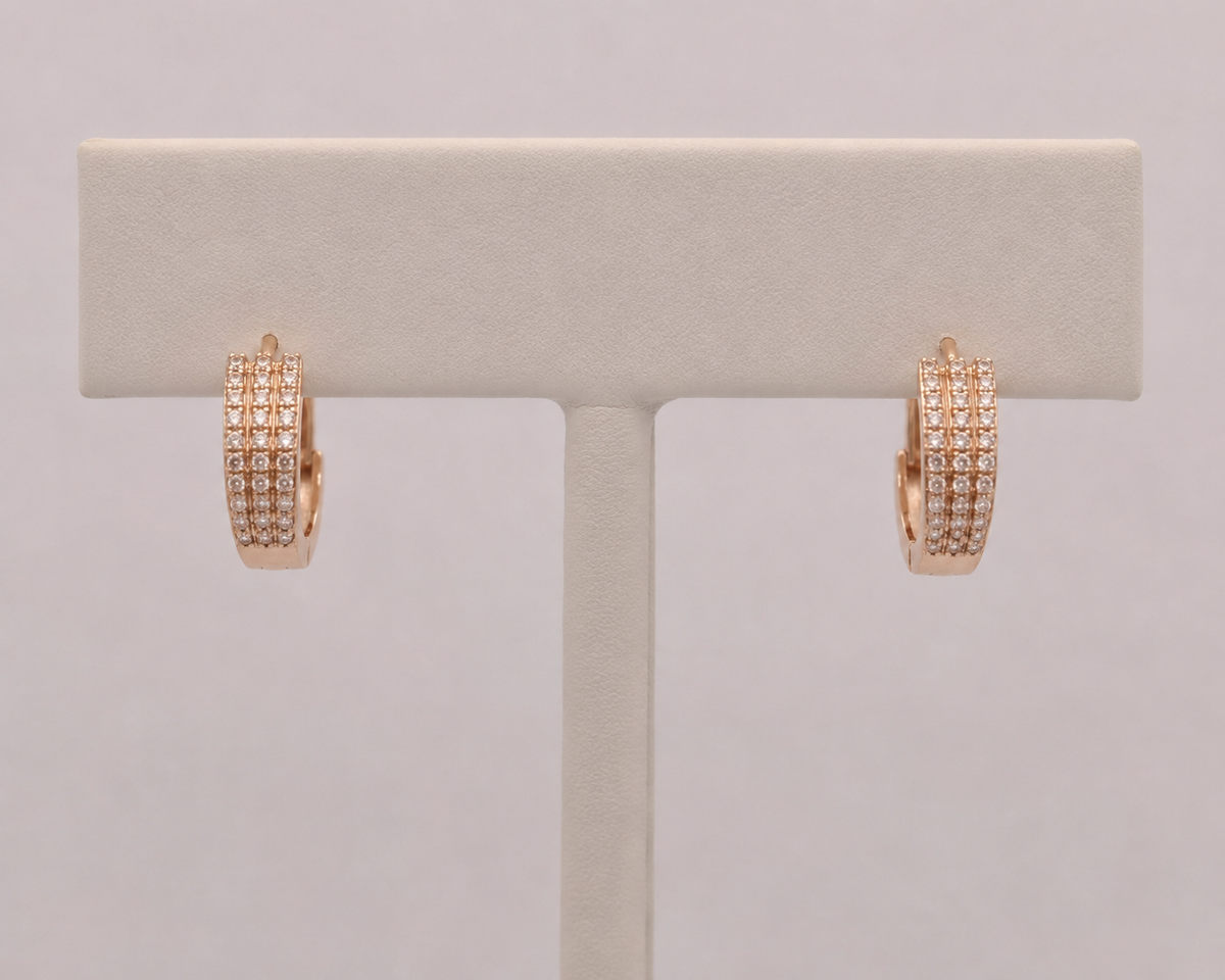 American Diamond Fancy Delicate Rose Gold Bali Earrings