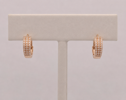 American Diamond Fancy Delicate Rose Gold Bali Earrings
