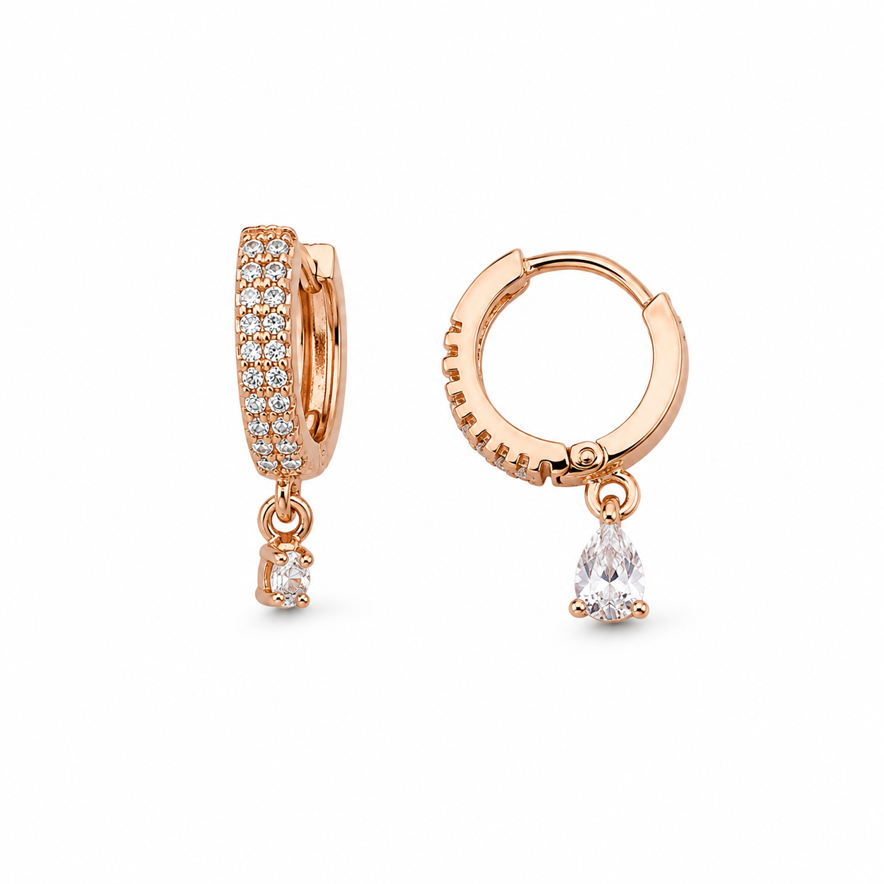 Buy 1 Get 1 Free -American Diamond Rose Gold Hanging Baali Earring