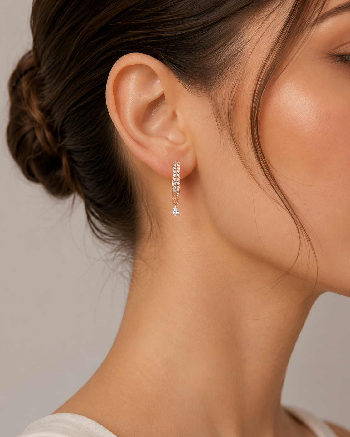 American Diamond Rose Gold Hanging Baali Earring