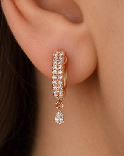 American Diamond Rose Gold Hanging Baali Earring