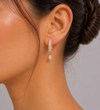 American Diamond Rose Gold Hanging Baali Earring