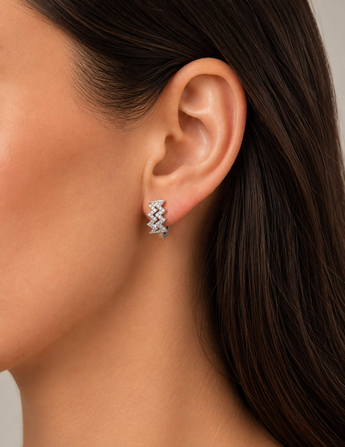 American Diamond silver Pleted Fancy Delicate Bali Earring