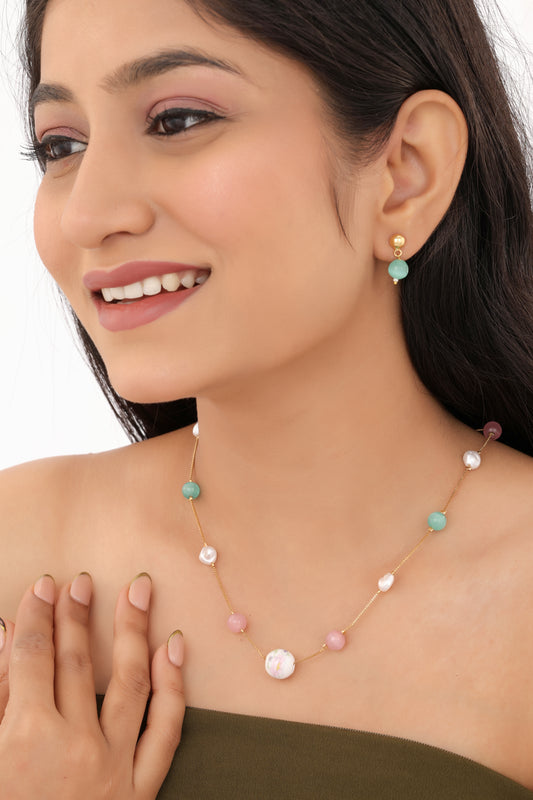 High Gold Pleted Fancy Monalisa Western Mala Set