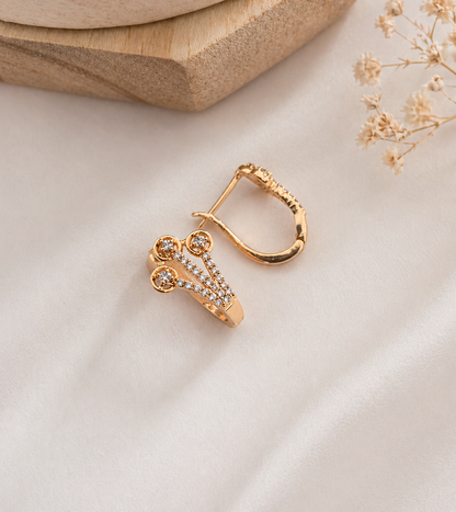 Buy 1 Get 1 Free -American Diamond Fancy Royal Look Rose Gold Bali Earrings