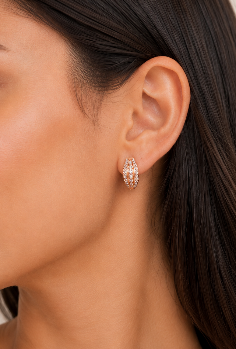 American Diamond Rose Gold Pleted Fancy Delicate Earrings Bali