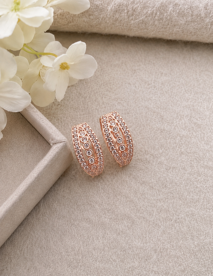 American Diamond Rose Gold Pleted Fancy Delicate Earrings Bali