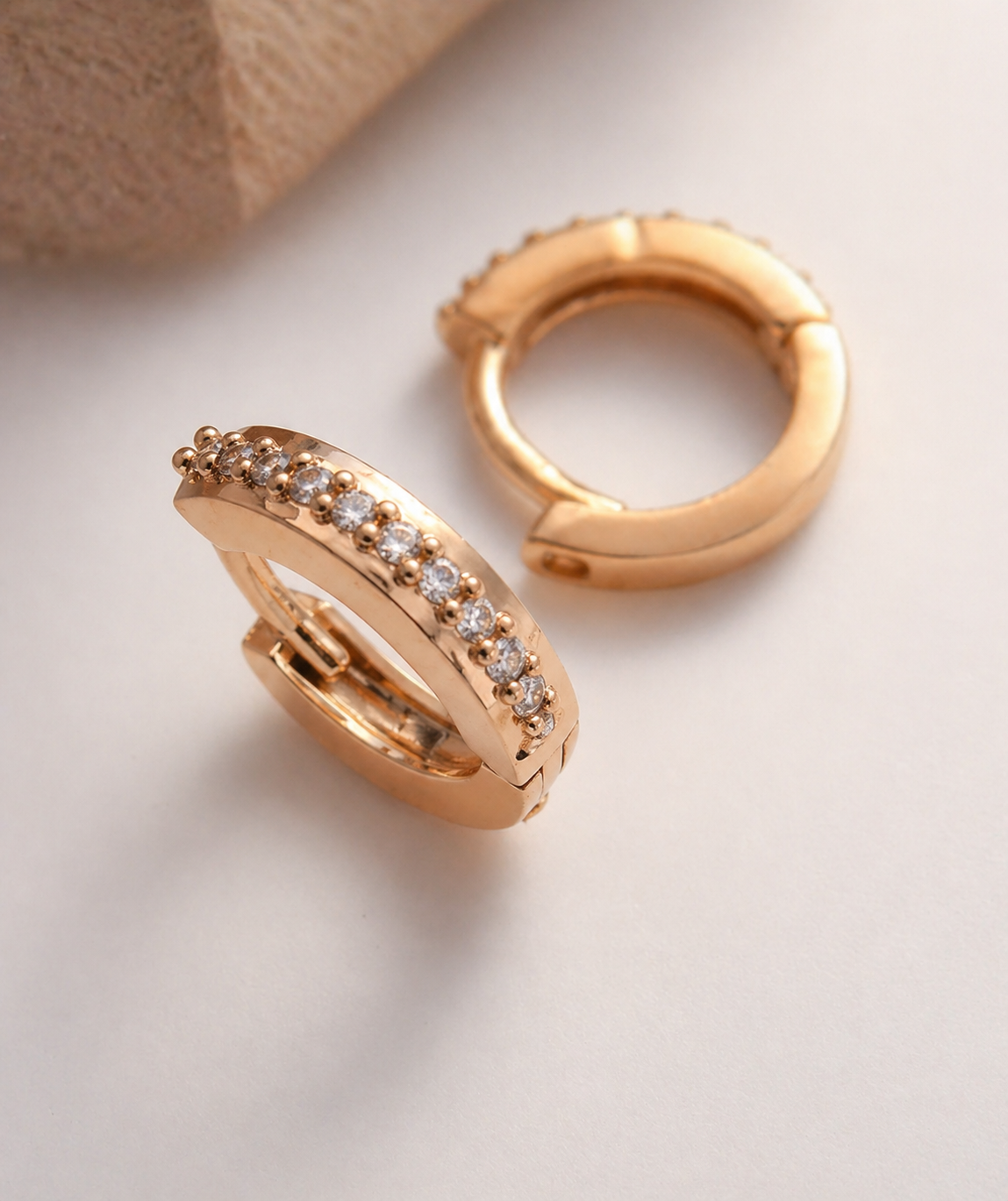 Buy 1 Get 1 Free -American Diamond Rose Gold Nice Design Single Line Baali Earrings