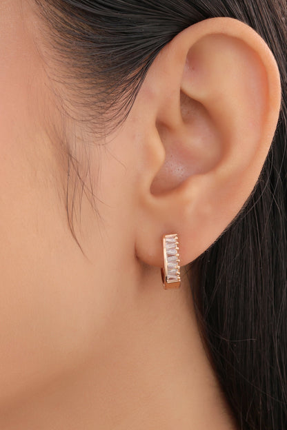 Buy 1 Get 1 Free -American Diamond Rich Look Rose Gold Baali Earring - Earrings - Belleza Jewels