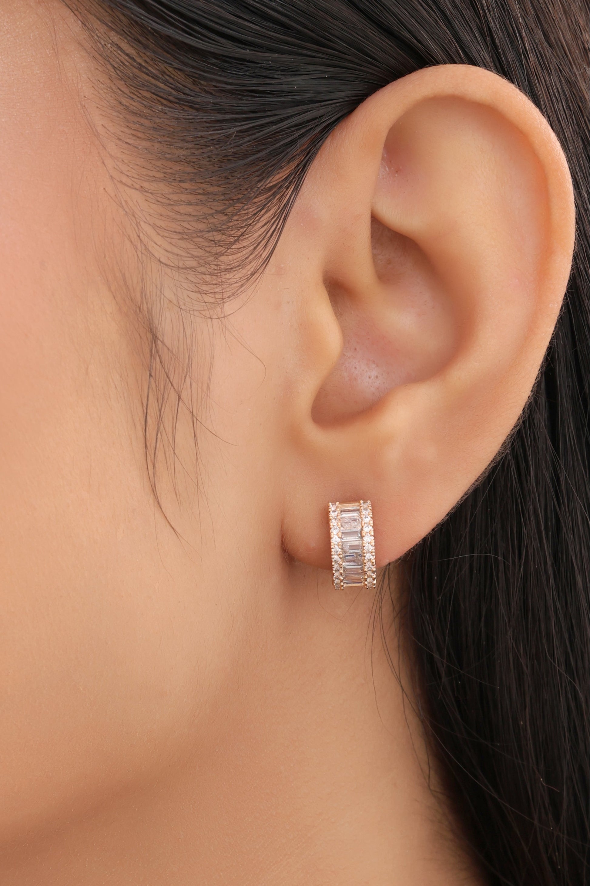 Buy 1 Get 1 Free -American Diamond And Chowki Diamond Rose Gold Plated Fancy Earrings Bali - Earrings - Belleza Jewels