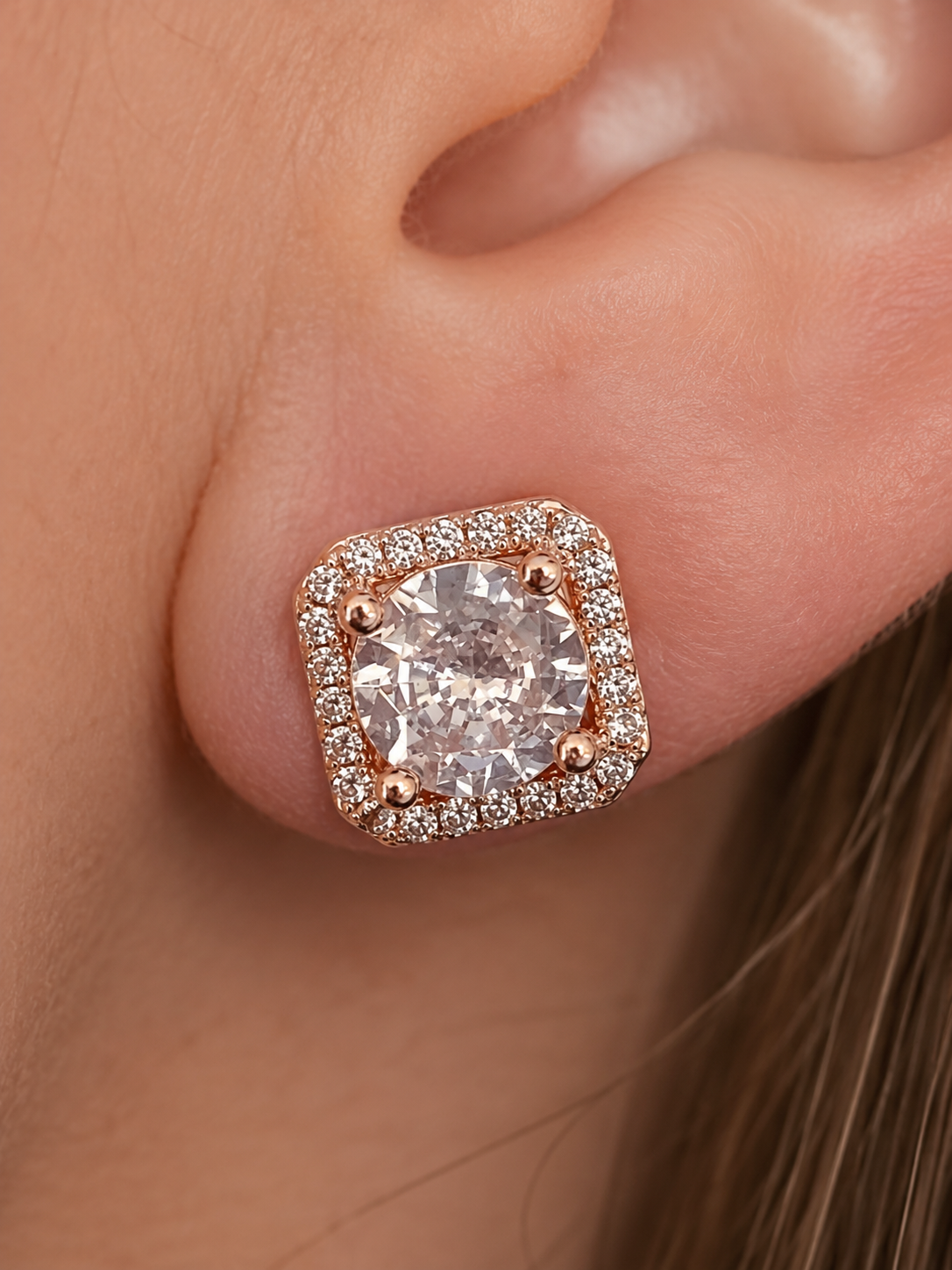 American Diamond Rose Gold Fancy Earrings