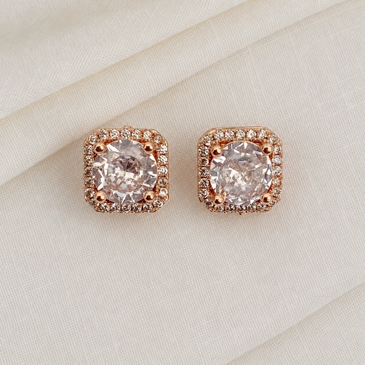 Buy 1 Get 1 Free -American Diamond Rose Gold Fancy Earrings