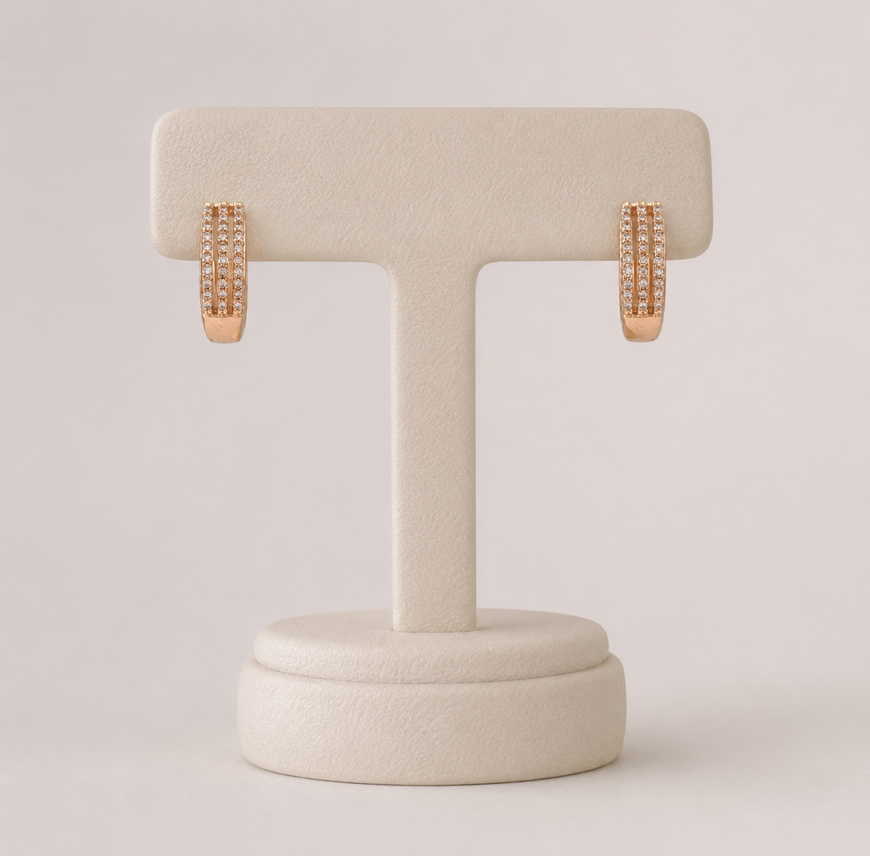 American Three Line Diamond Delicate Rose Gold Baali Earrings