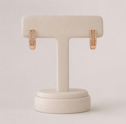 American Three Line Diamond Delicate Rose Gold Baali Earrings