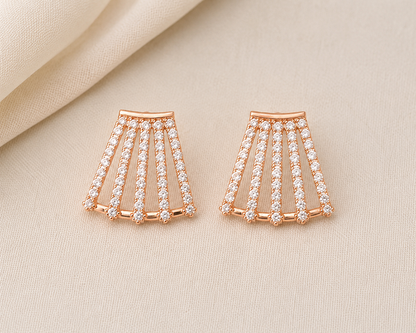 American Diamond 5 line Rose Gold Tops Earrings