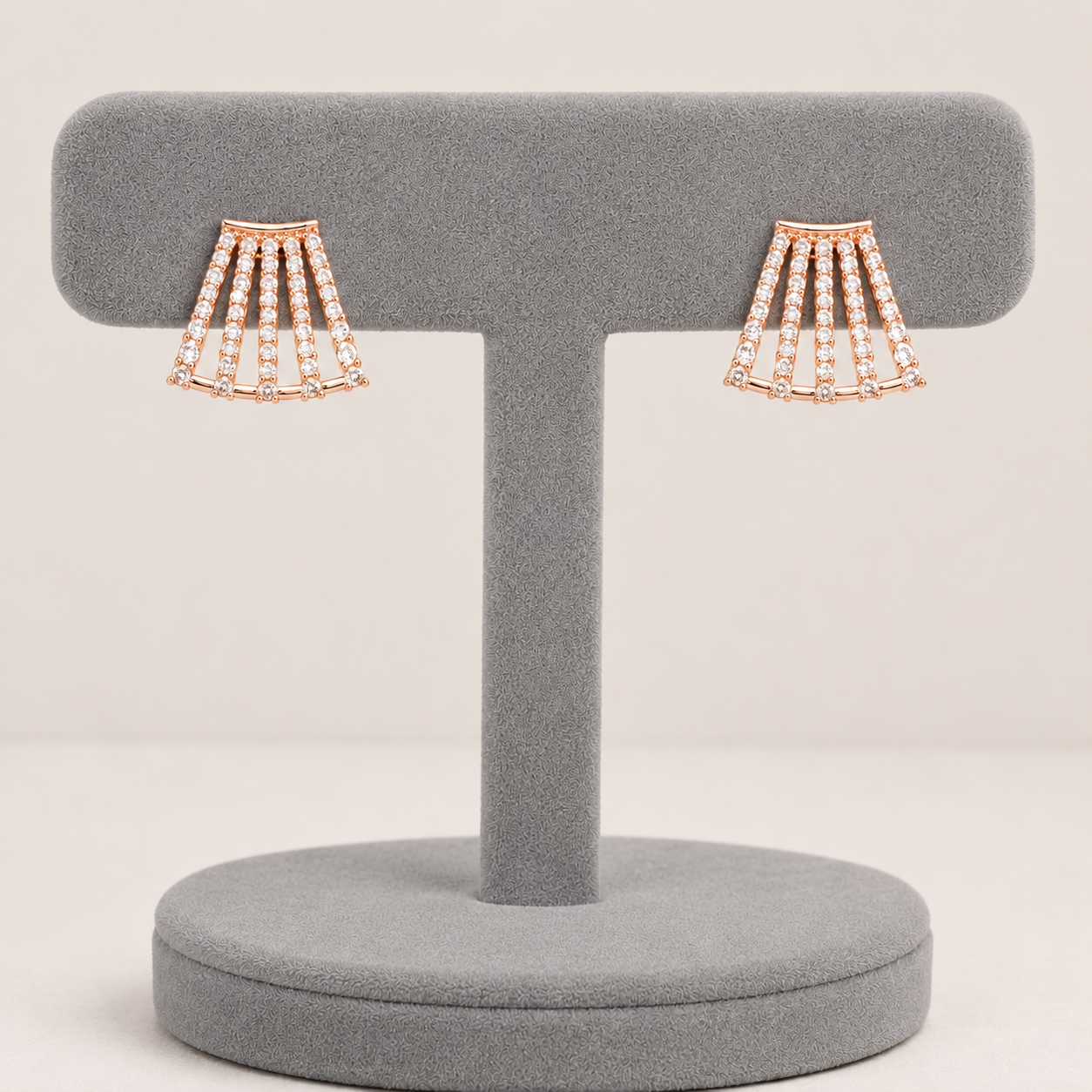 American Diamond 5 line Rose Gold Tops Earrings