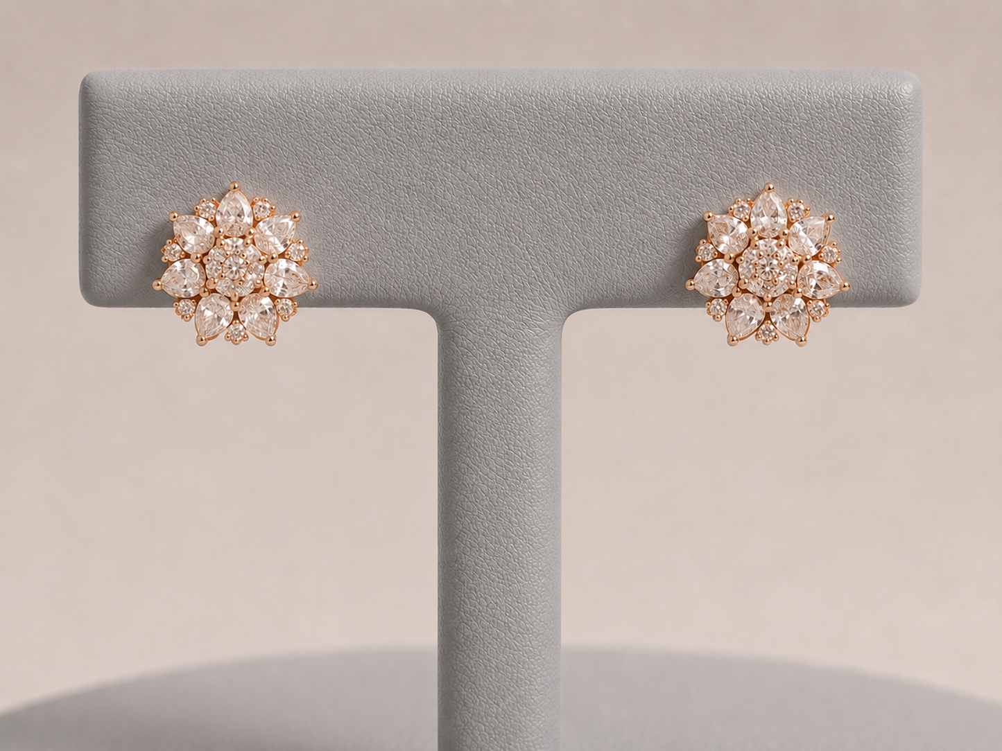 Buy 1 Get 1 Free -American Diamond Rose Gold Fancy Earrings