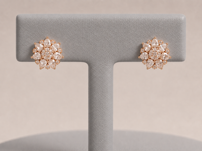 Buy 1 Get 1 Free -American Diamond Rose Gold Fancy Earrings