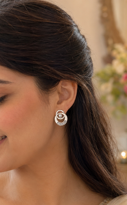 Diamond With Pearl Rose Gold And Silver Earrings Tops
