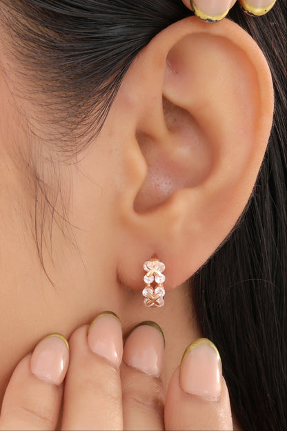 Buy 1 Get 1 Free -American Diamond Rose Gold Pleted Fancy Delicate Earrings Bali - Earrings - Belleza Jewels