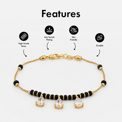 Triple Drop American Diamond Mangalsutra Bracelet for Women