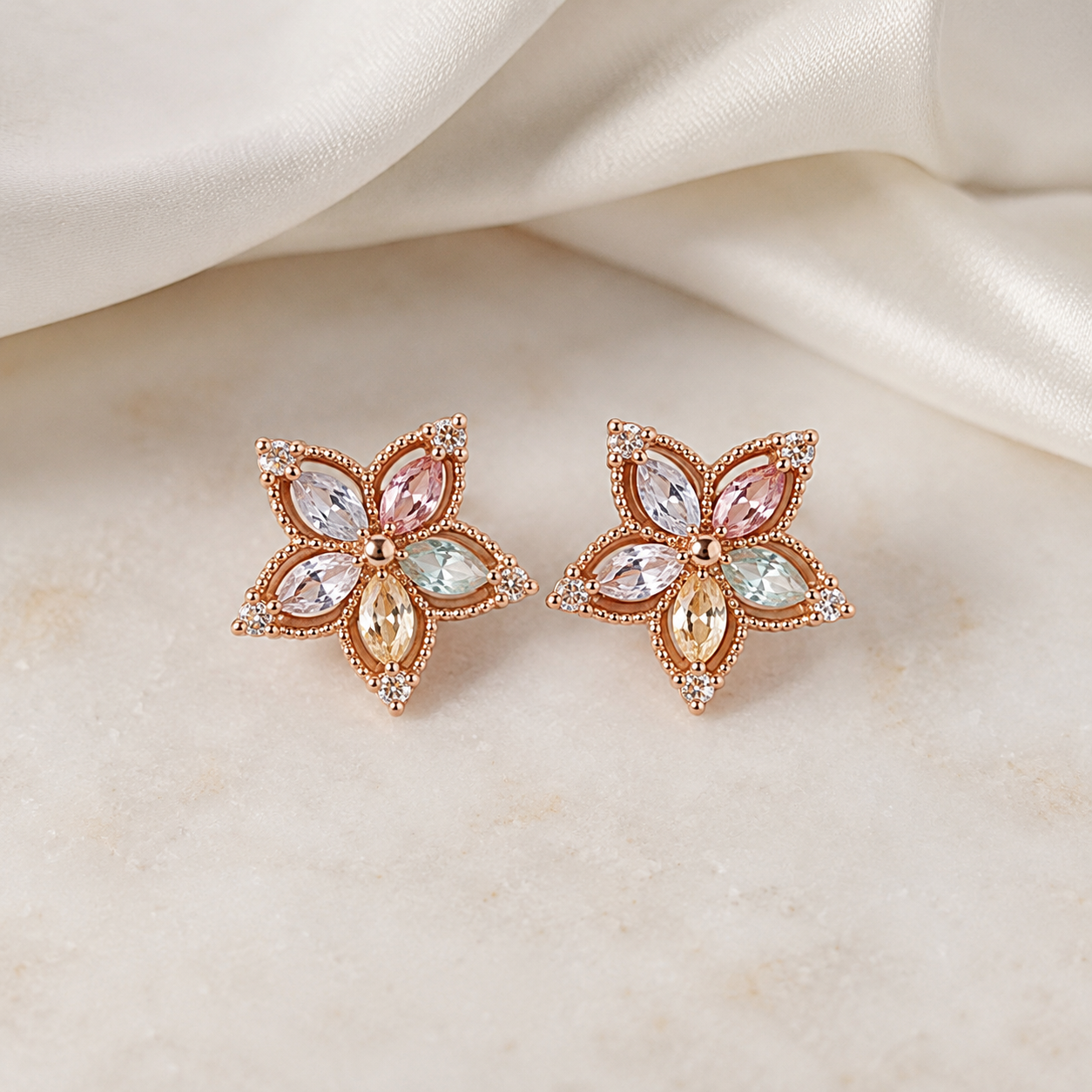 Multi color American Diamond gold pleted Earrings Tops