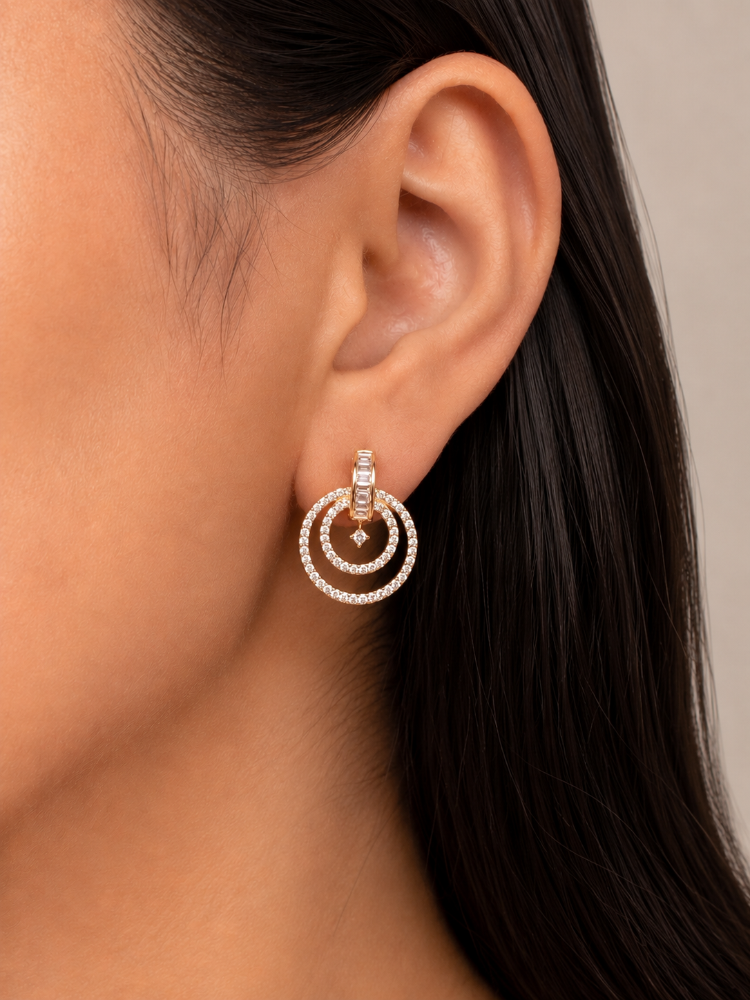 American Diamond Rose Gold Fancy Earrings