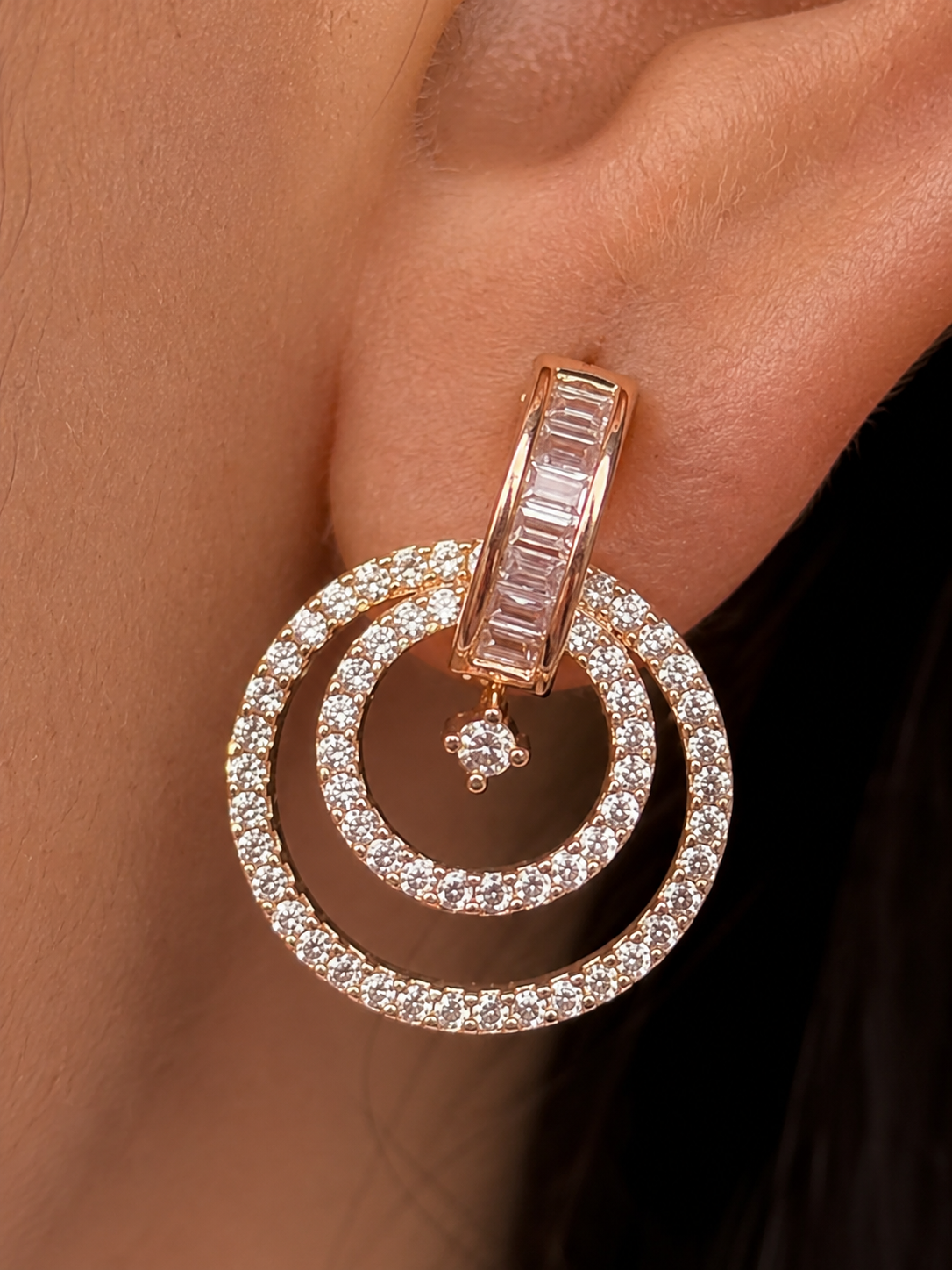 American Diamond Rose Gold Fancy Earrings