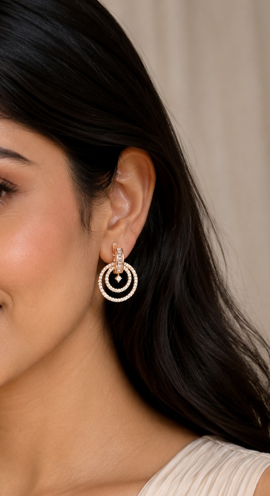 American Diamond Rose Gold Fancy Earrings