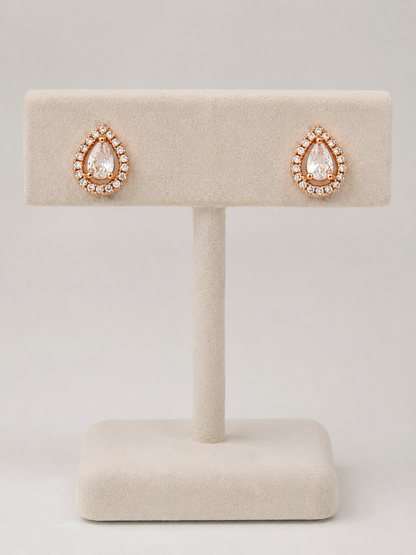 American Diamond high rose gold Plated Leaves Earrings tops.