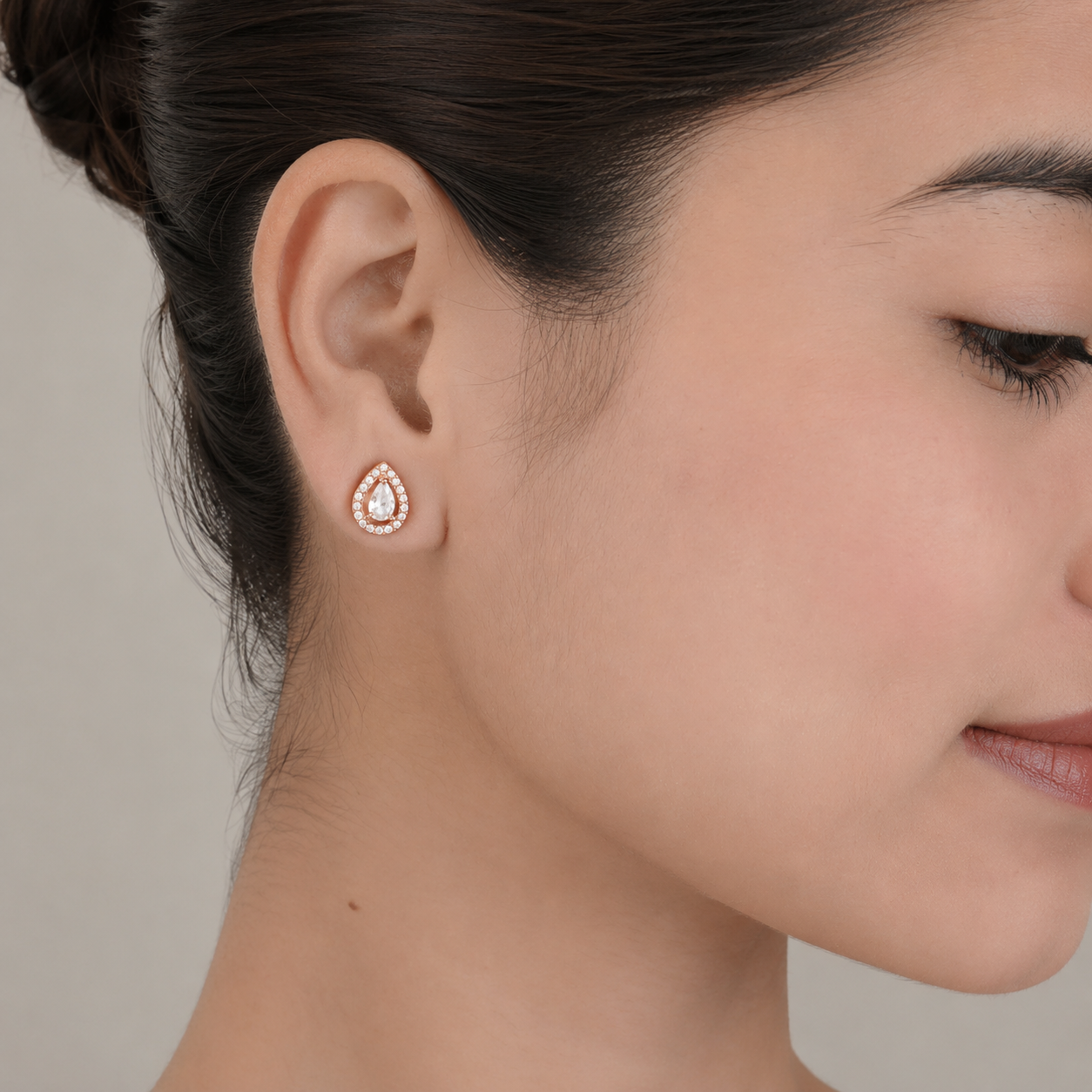 American Diamond high rose gold Plated Leaves Earrings tops.