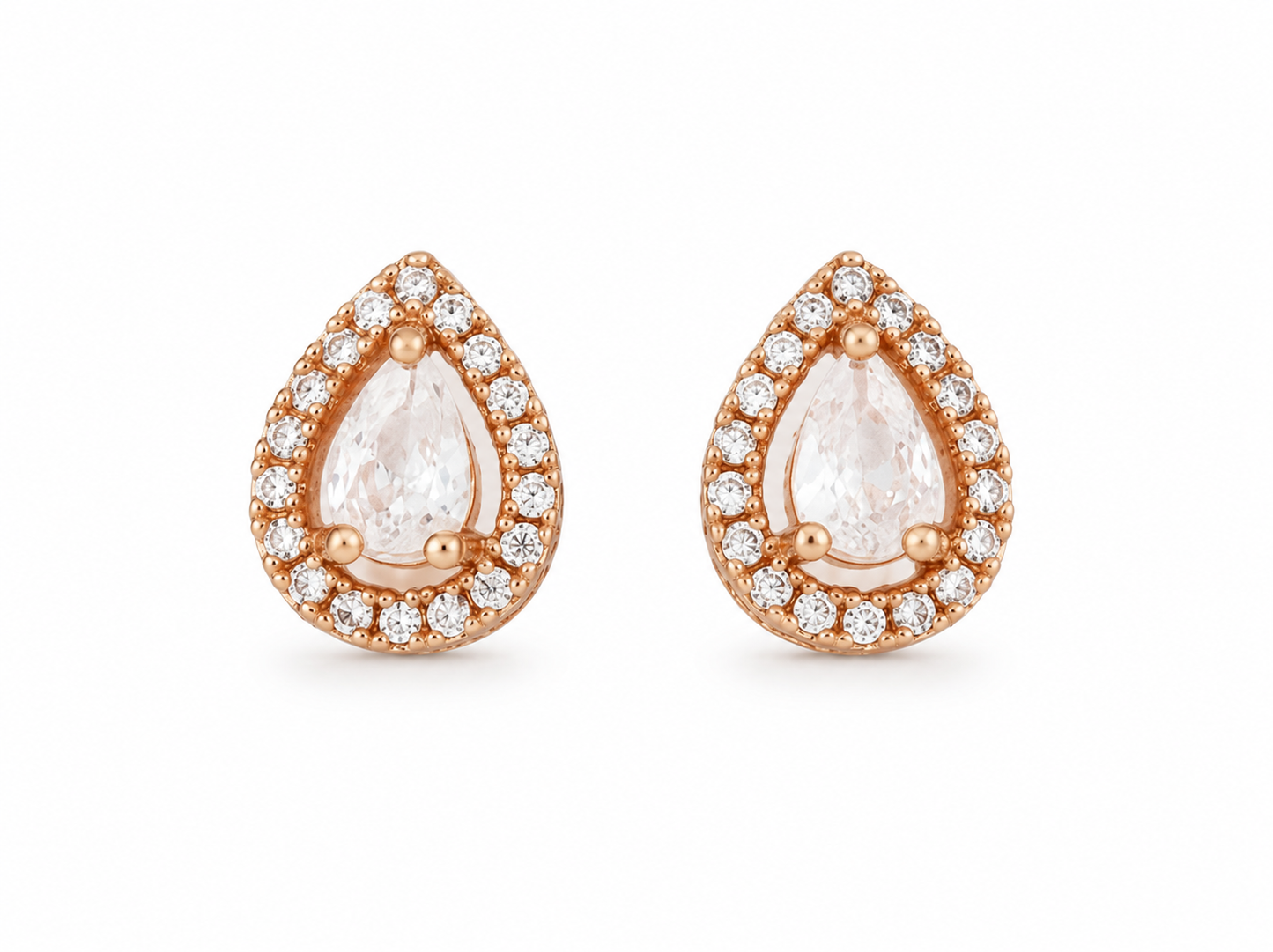 American Diamond high rose gold Plated Leaves Earrings tops.