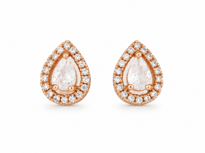 American Diamond high rose gold Plated Leaves Earrings tops.