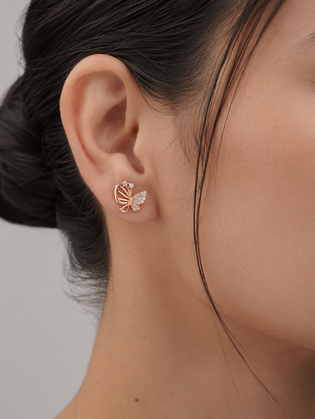 American Diamond Rose Gold Butterfly Fancy Earrings