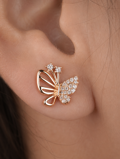 American Diamond Rose Gold Butterfly Fancy Earrings