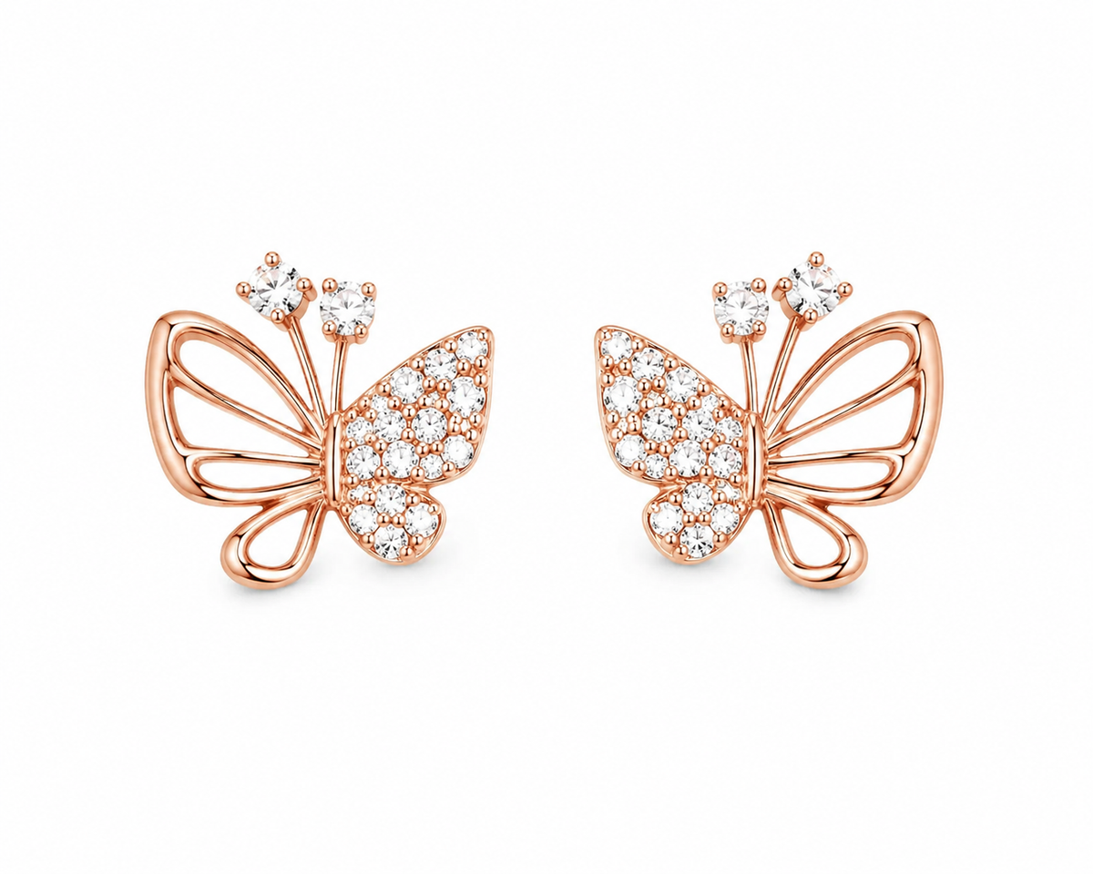 American Diamond Rose Gold Butterfly Fancy Earrings