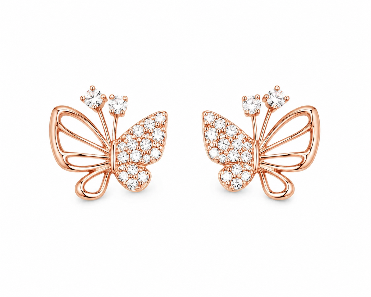 American Diamond Rose Gold Butterfly Fancy Earrings