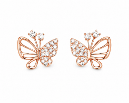 American Diamond Rose Gold Butterfly Fancy Earrings