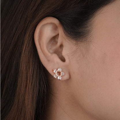 BUY 1 GET 1 FREE -American Diamond flower rose gold fancy Earrings. - Earrings - Belleza Jewels