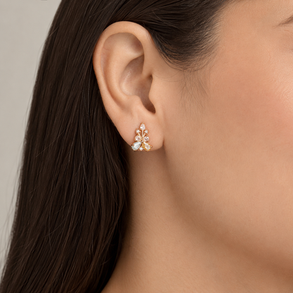 American Diamond multi color high rose gold Earrings.