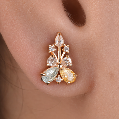 American Diamond multi color high rose gold Earrings.