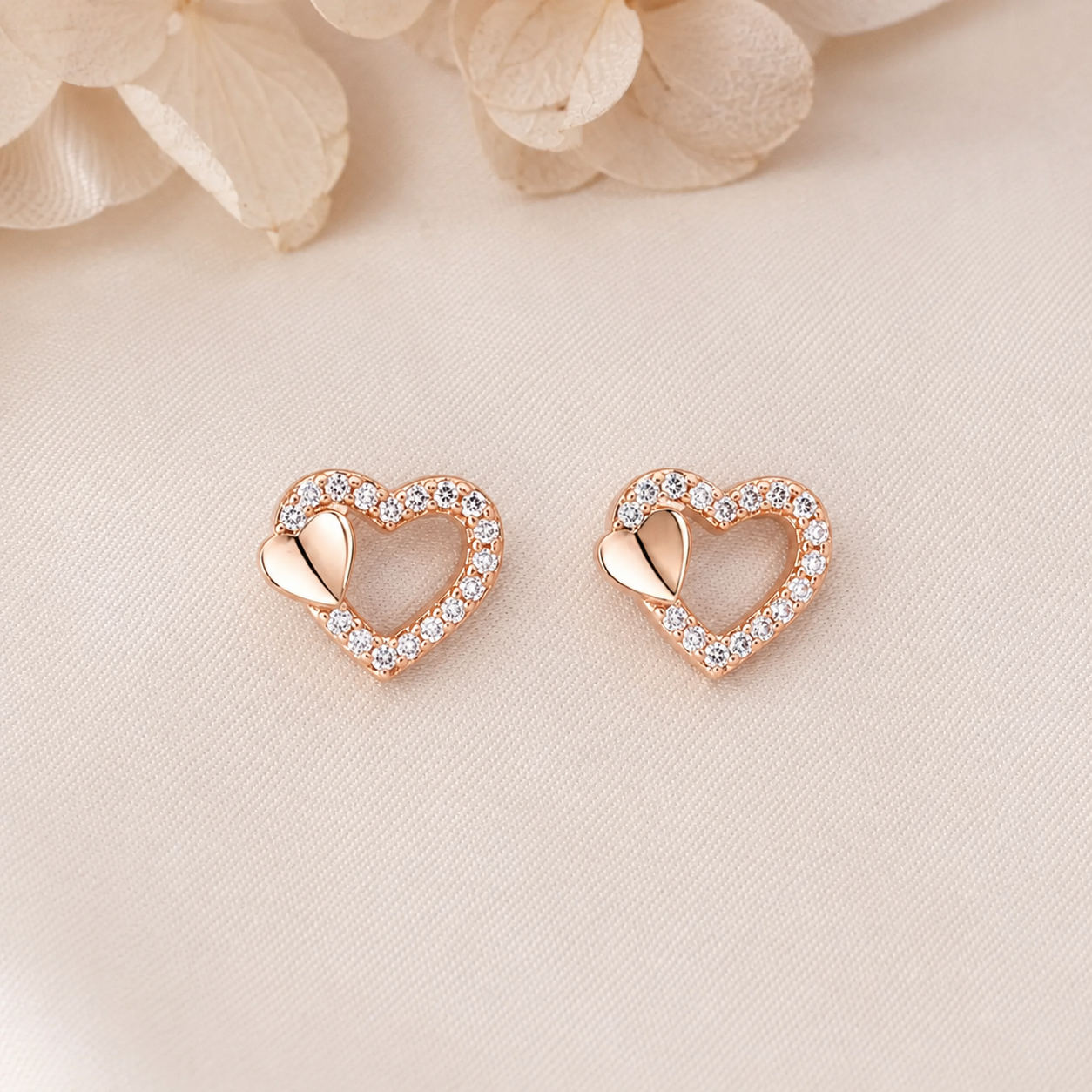 American Diamond heart rose gold delicated Earrings.