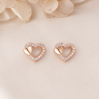American Diamond heart rose gold delicated Earrings.
