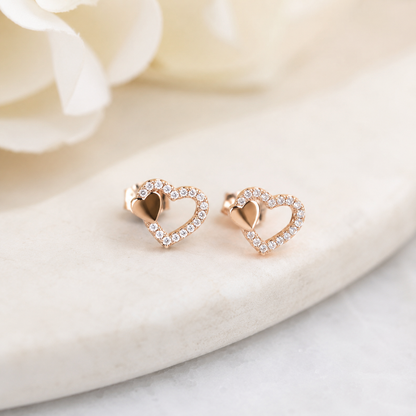 American Diamond heart rose gold delicated Earrings.